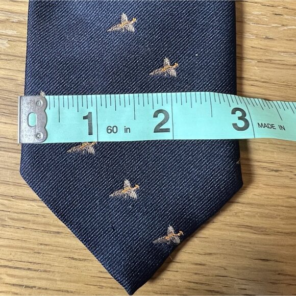 First Avenue Tie Pheasant Patterned Mens Poly/Silk Country Hunting Shooting Navy - Picture 7 of 8